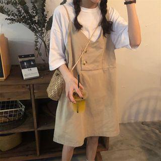 Elbow Sleeve Mock Two Piece Jumper Dress