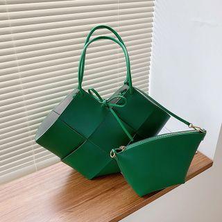 Set: Paneled Tote Bag + Pouch