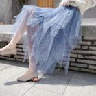Star Sequin A-line Layered Mesh Skirt