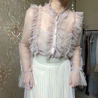 Frill-trim Sheer Shirt