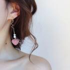 Non-matching Pom Pom Heart Dangle Earring / Non-matching Pom Pom Heart Clip-on Earring