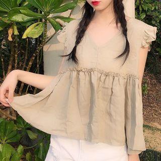 Ruffle Trim Cutoff T-shirt