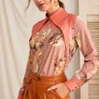Flower Print Collared Blouse