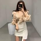 Frill-trim Blouse / Mini Skirt