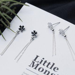 925 Sterling Sliver Flower Drop Earring