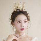 Wedding Set: Embellished Branches Tiara + Fringed Earring Tiara & Clip On Earring - One Size