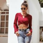 Cutout Flared-sleeve Crop Top