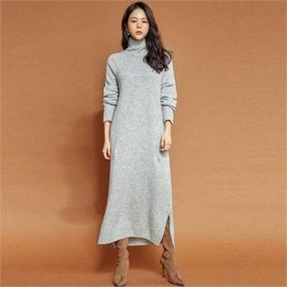 Turtle-neck Cashmere Blend Knit Dress