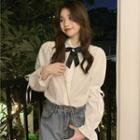 Flared-cuff Bow-accent Shirt