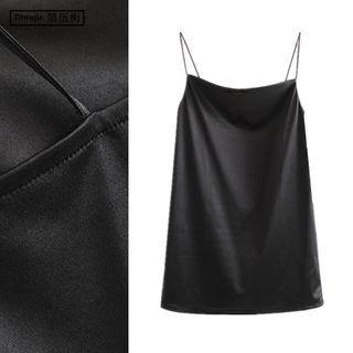Satin Spaghetti Strap Mini A-line Dress