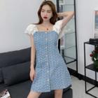 Denim Short-sleeve Panel A-line Dress