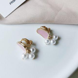 Faux Pearl Irregular Glaze Disc Dangle Earring