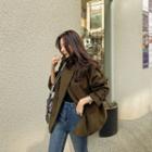 Convertible-neck Double-breasted Drawstring Jacket
