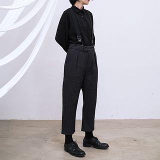Cropped Straight-cut Jumper Pants Dark Gray - One Size
