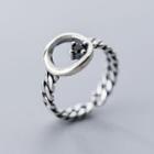 925 Sterling Silver Hoop Chained Open Ring Ring - One Size