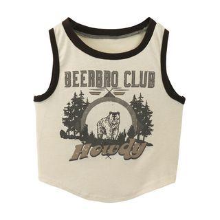 Asymmetrical Lettering Tank Top Almond - One Size