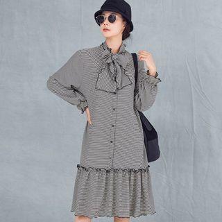 Beribboned Ruffled Blouse Dress