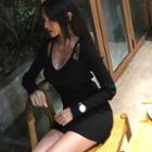 Deep V-neck Cutout Mini Sheath Knit Dress Black - One Size