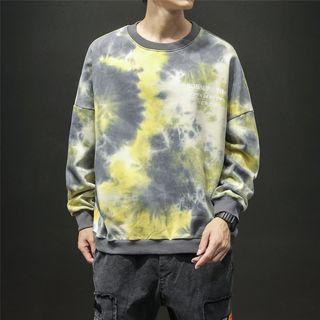 Lettering Tie-dyed Pullover