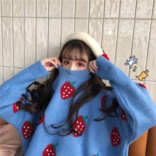 Strawberry Print Sweater / Plain Camisole Top
