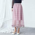 Polka Dot Mesh Midi Skirt