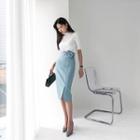 Buckle-accent Pencil Skirt