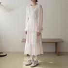 Round-neck Layered Maxi Chiffon Dress