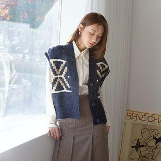 Dip-back Loose-fit Patterned Vest