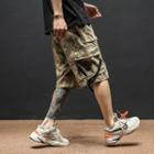 Buckled-accent Camouflage Cargo Shorts