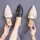Studded Faux Leather Pointed Mules