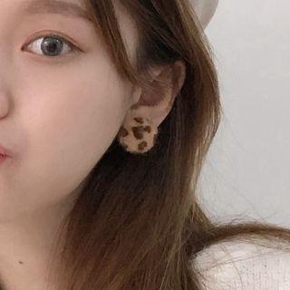 Leopard Print Fluffy Disc Earring