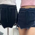 Scallop-hem Stitched Miniskirt With Inset Shorts
