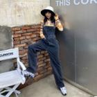Washed Wide Leg Denim Jumpsuit