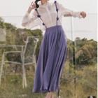 Set Of 2: Chiffon Blouse + Strappy A-line Dress