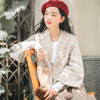 Open-front Plaid Jacket