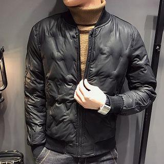 Faux Leather Buttoned Padded Jacket
