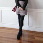 Glen-plaid Wool Blend Asymmetric Miniskirt