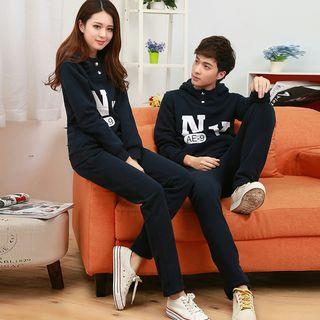 Set: Couple Printed Pullover + Vest + Sweatants