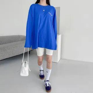 Letter-embroidered Oversize T-shirt