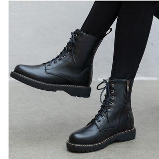 Lace-up Flat Short Boots