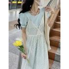 Short-sleeve Top / Spaghetti Strap Lace Dress