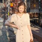 Slim-fit Rib-knit Long Shirtdress