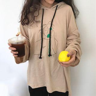 Hooded Print Long-sleeve T-shirt