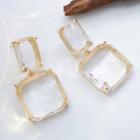 Faux Crystal Square Dangle Earring 1 Pair - Silver - One Size