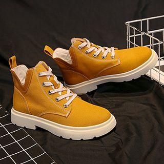 Canvas Lace-up Platform Ankle Boots
