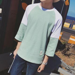 Color Block Raglan 3/4-sleeve T-shirt