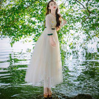 Contrast-trim Mesh Sundress