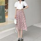 High-waist Accordion Pleat Floral Maxi Skirt