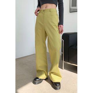 Band-waist Wide-leg Pants Mustard Yellow - One Size