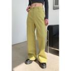 Band-waist Wide-leg Pants Mustard Yellow - One Size